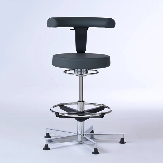 Stehhocker mit Rückenlehne Lantinus – Gestell chrom mit Gleitern - - Lacontaire