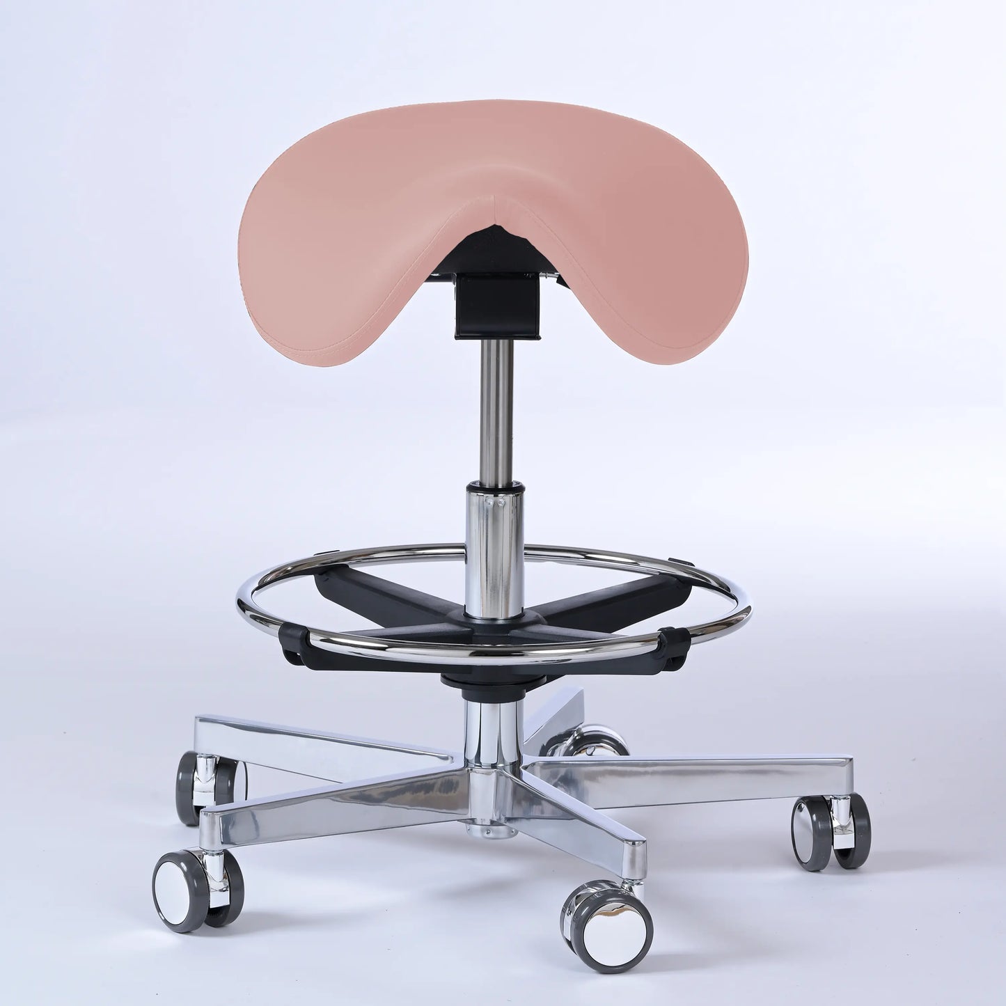 Sattelhocker Garwin – Gestell chrom mit Rollen - - Activeform