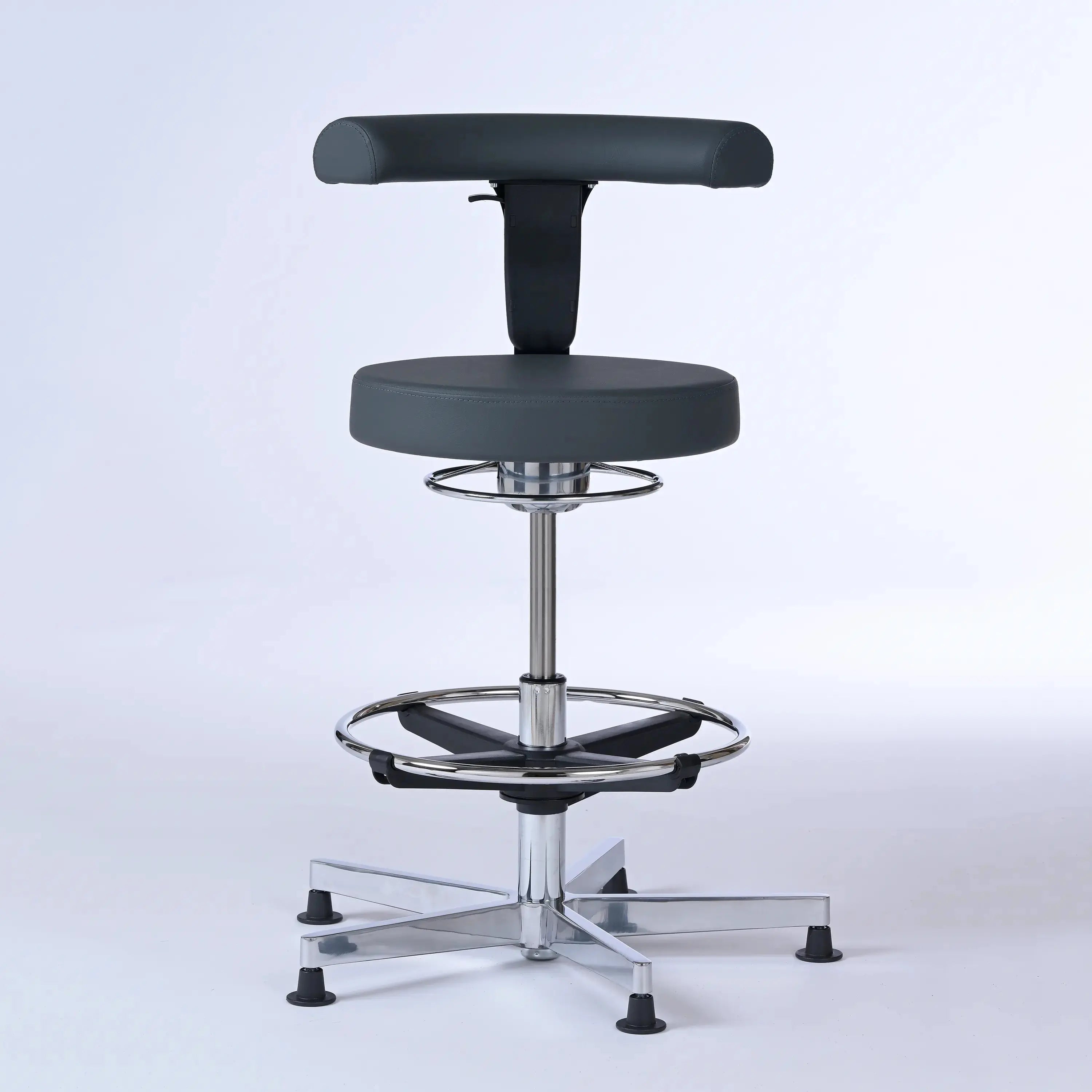 Stehhocker mit Rückenlehne Lantinus – Gestell chrom mit Gleitern -  - Lacontaire