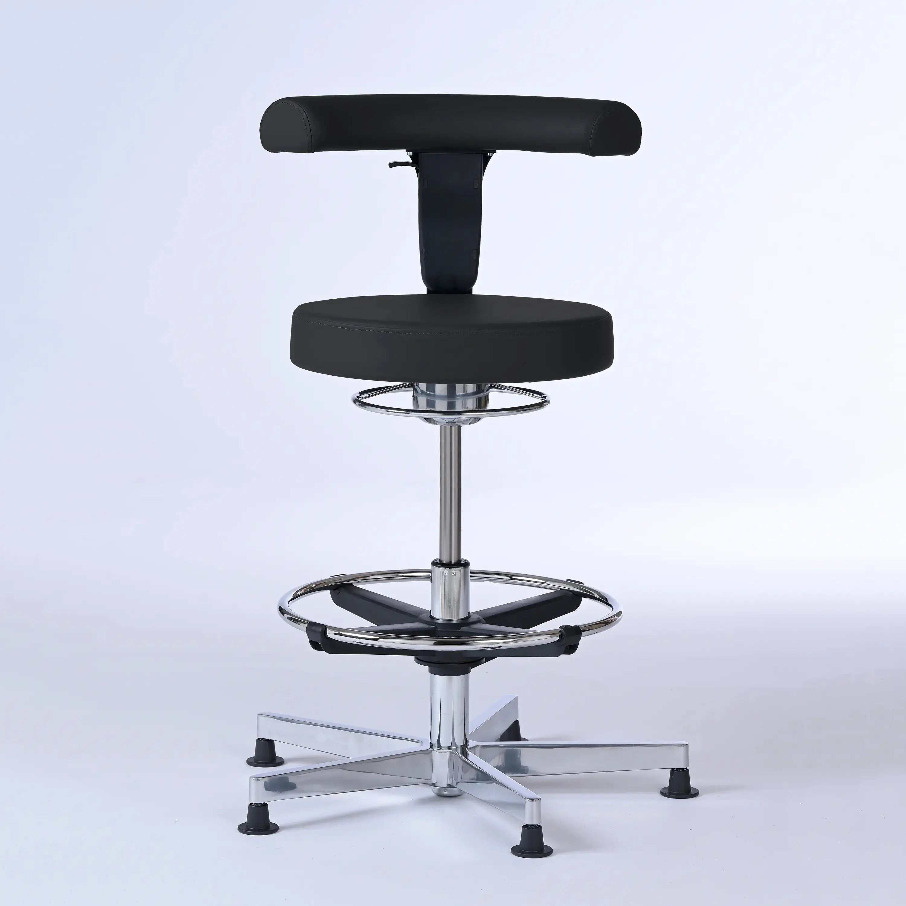Stehhocker mit Rückenlehne Lantinus – Gestell chrom mit Gleitern -  - Lacontaire