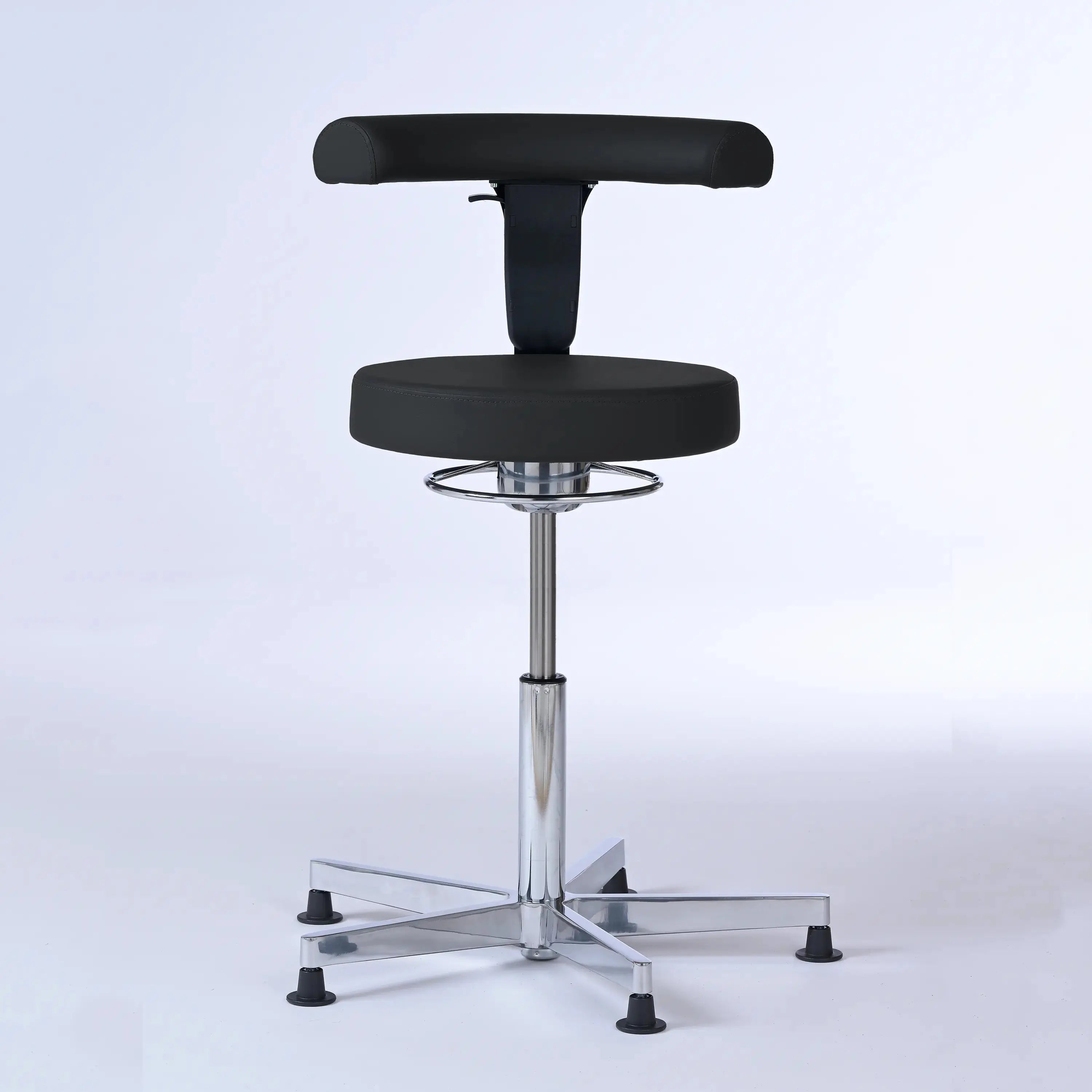 Stehhocker mit Rückenlehne Lantinus – Gestell chrom mit Gleitern -  - Lacontaire