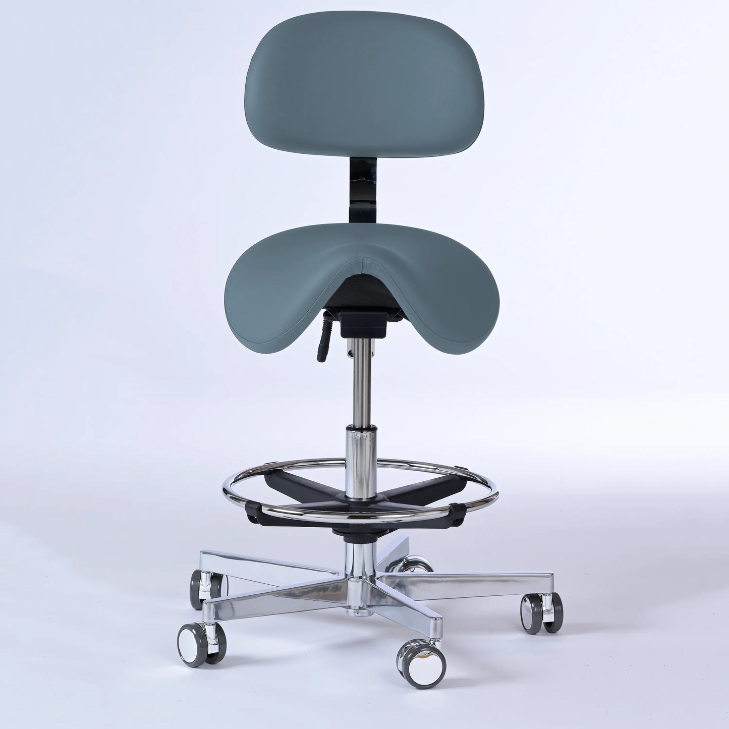 Sattelhocker mit Rückenlehne Garwin – Gestell chrom mit Rollen -  - Activeform