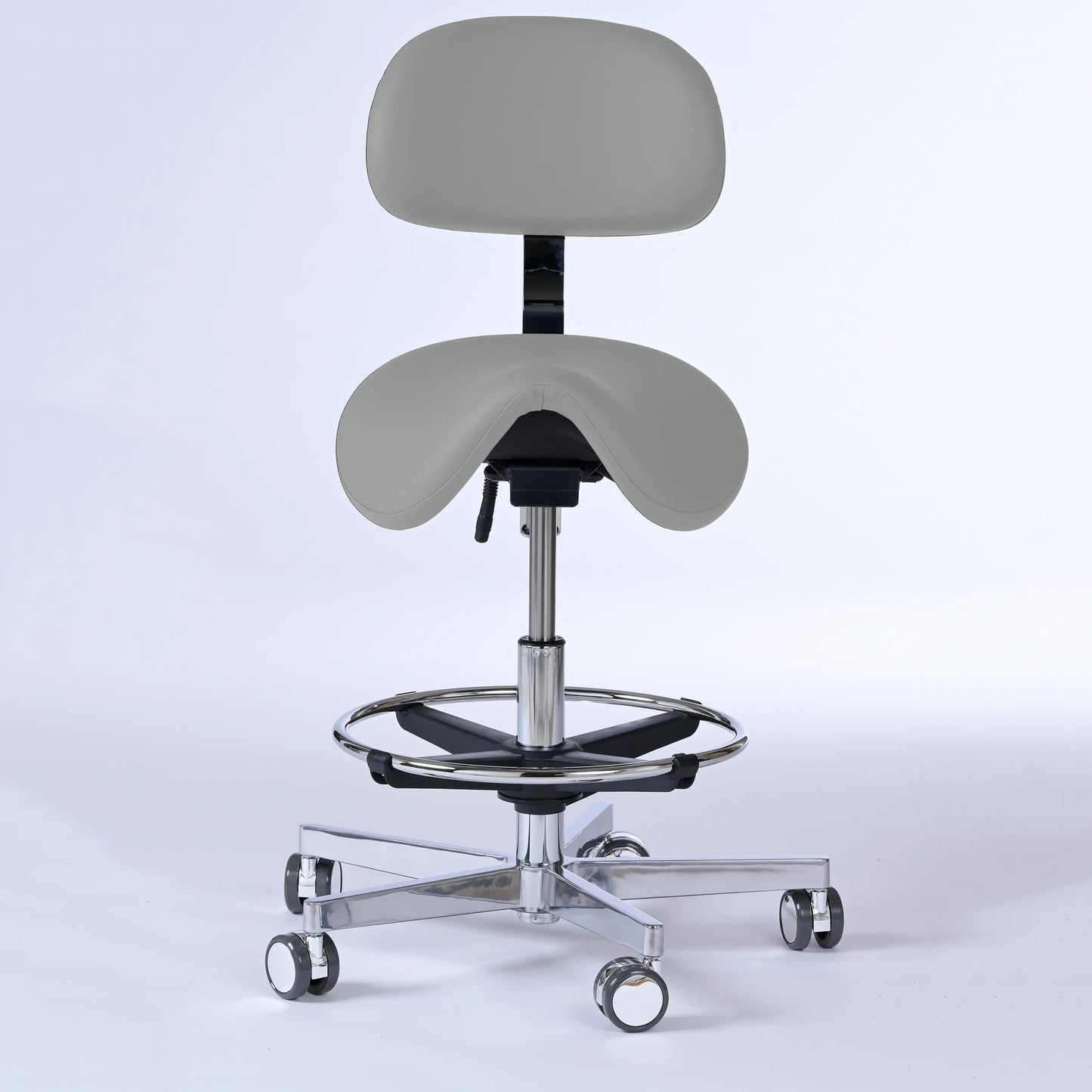 Sattelhocker mit Rückenlehne Garwin – Gestell chrom mit Rollen -  - Activeform