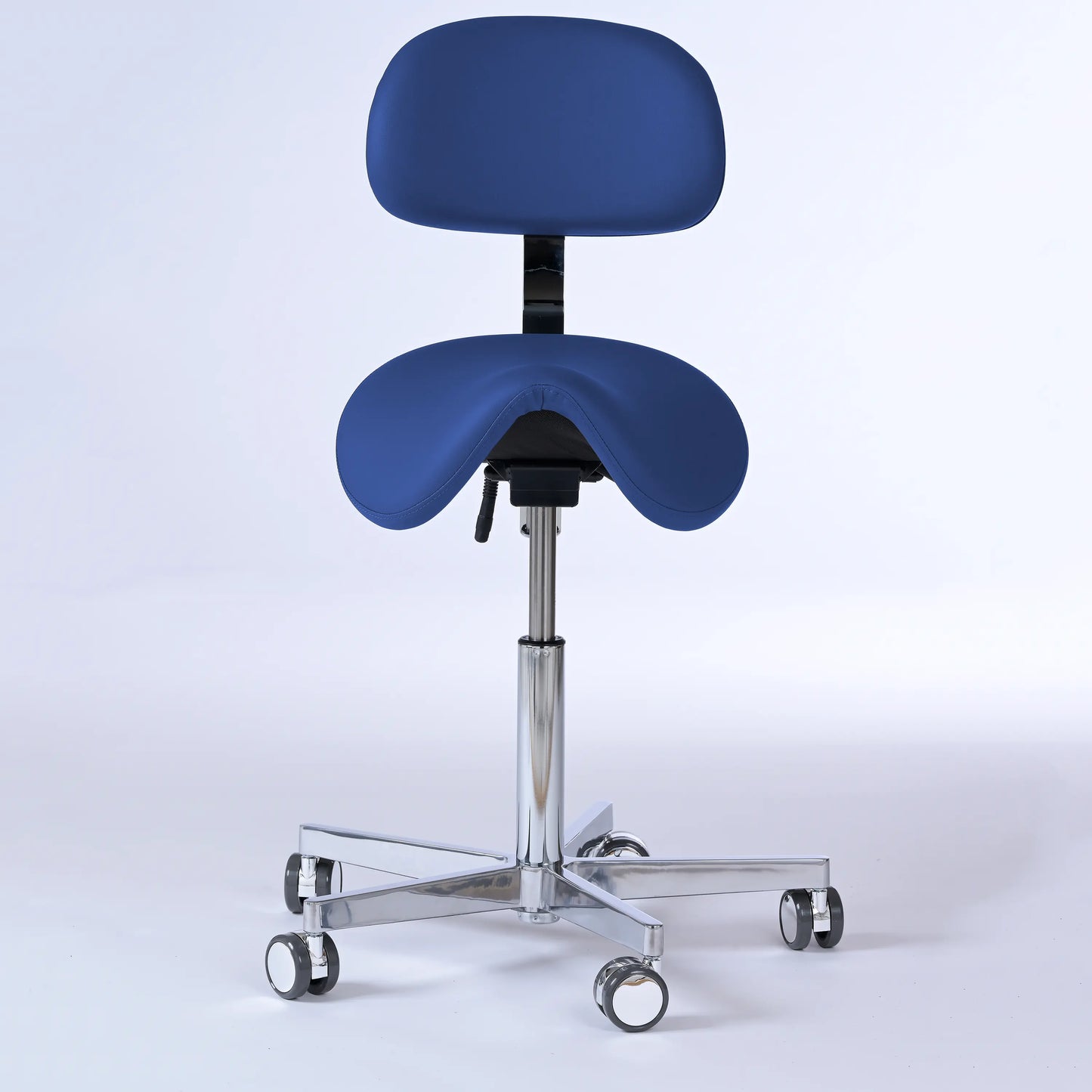 Sattelhocker mit Rückenlehne Garwin – Gestell chrom mit Rollen -  - Activeform